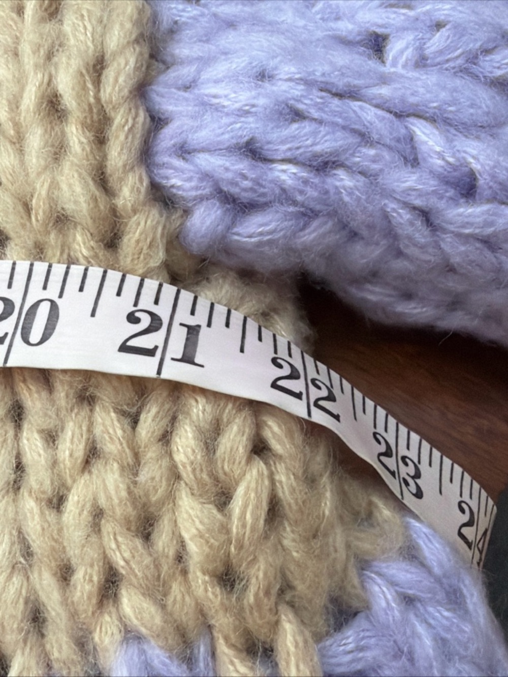 Anthropologie Beige and Lavender Chunky Knit Colorblock Cardigan - Picture 12 of 13
